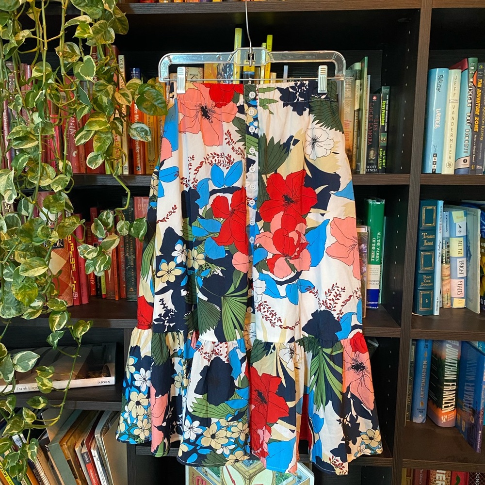 Multicolored Tropical Floral Skirt
